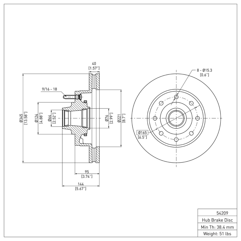 Ford E-150 Brake Rotor (1) - Front - R1 Concepts - Plain - `08-`25